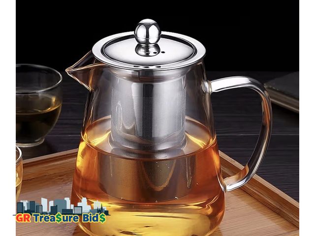 Lot 111-72662 - New Mini Size Glass Teapot Tea Kettle-with Stainless Steel Removable Infuser for Blooming Tea &amp; ...