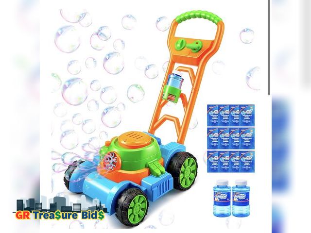Lot 111-92772 - New SLOOSH Bubble Lawn Mower Toddler Toys - Spill-Proof Bubble Machine Pretend Gardening Play Toy fo...