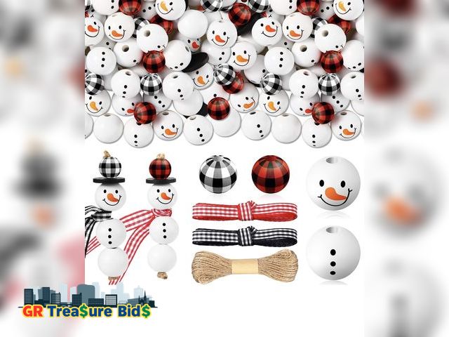Lot 111-55012 - 1 New Landical 180 Piece Summer Christmas in July DIY Christmas Snowman Wooden Bead Crafts DIY Ornam...
