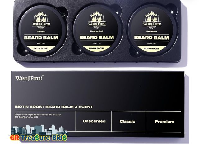 Lot 111-83418 - Waking Forest Beard Balm, Beard Balm for Men's Facial Hair 3-Pack Moisturizer with Castor, Argan, Al...