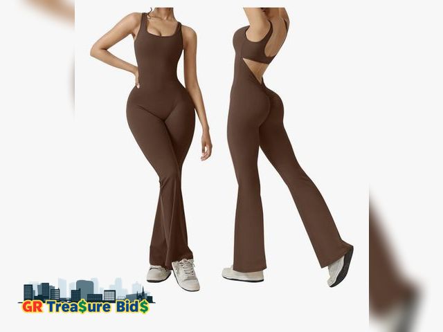 Lot 111-49180 - Small Neufigr Sleeveless Flare Jumpsuits for Women Crew Neck Bodycon Wide Leg Full Length Sexy Backl...