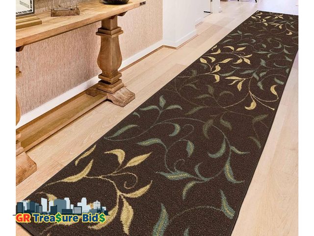 Lot 111-45659 - Ottomanson Ottohome Collection Contemporary Leaves Design Modern Hallway Runner Rug, 2'7" W X 9'10" ...