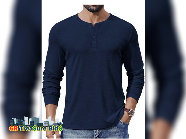 Lot 111-4096 - 1 New Club Room Mens Thermal Henley Shirt Size XL(14-16)
