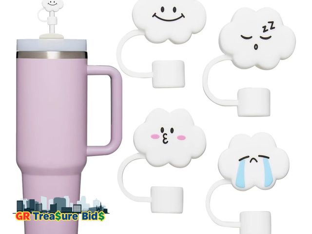 Lot 111-66562 - 4 PCS Cloud Silicone Cover for Stanley Cups 30&amp;40 Oz, 8-10mm Cute Dust-Proof Reusable Straw Cap,...
