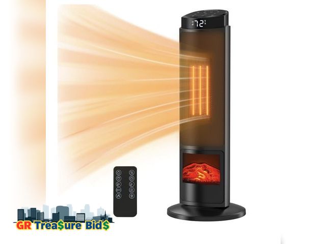 Lot 111-726627 - New CONCETTA Tower Space  Heater with Fireplace Effect – Oscillating Function, Remote Control, 1500W...