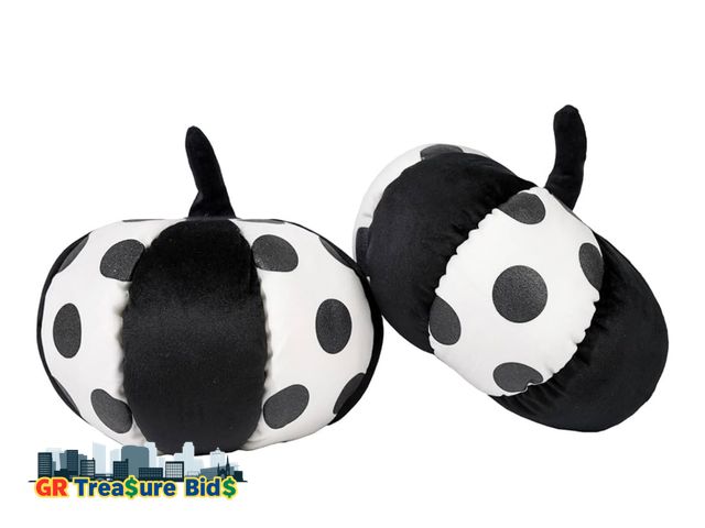 Lot 111-39902 - 2 Pieces Pumpkin Pillow Glitter Polka Dots White Black Pumpkin Shaped Pillow 11.8 Inch Fall Hallowee...