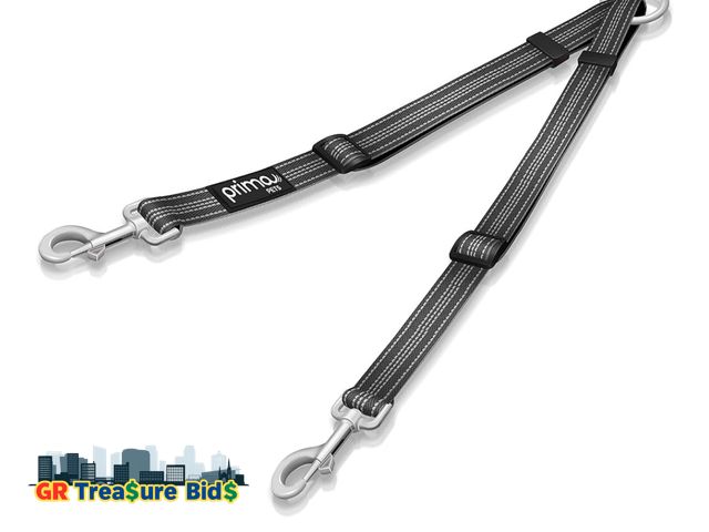 Lot 111-13153 - New Lot of 2 No Tangle Reflective Dog Leash Coupler - Double Dog Walker and Trainer Leash - Two Dogs...