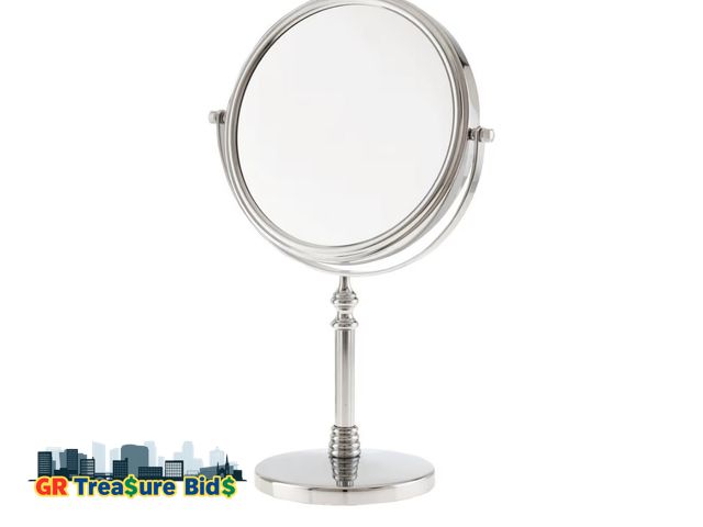 Lot 111-72662 - New Danielle Creations 8-Inch Countertop Vanity Makeup Mirror, 1x and 10x Magnification, Silver