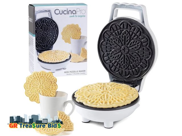 Lot 111-70536 - New Mini Electric Pizzelle Maker- Makes 1 Personal Tiny Sized 4" Traditional Italian Waffle in Minut...