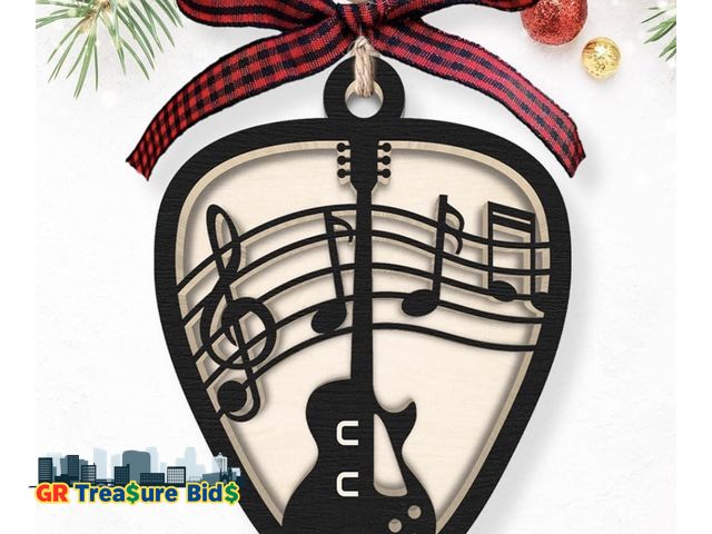 Lot 111-3674 - TUMSHANIP Guitar Ornaments - Guitar Christmas Ornament - Musical Christmas Ornaments - Wooden Orname...