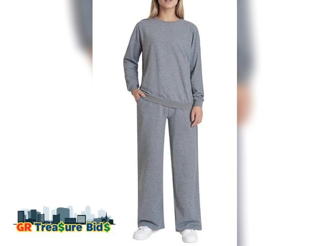 Lot 111-76547 - 2 pieces  New Women's Wide Leg Sweatsuits 2 Piece Set Jogging Suits Cotton Lounge Sets