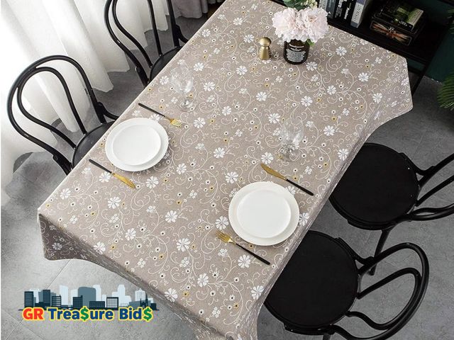 Lot 111-53065 - New Heavy Weight Vinyl Tablecloth Waterproof Oil-Proof PVC Table Cloth Stain-Resistant Easy Care Pla...