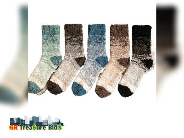 Lot 111-51253 - 6 pair New Unisex Fuzzy Socks Soft Plush Warm Winter Home Sleeping Slipper Socks for Winter Crew Ser...