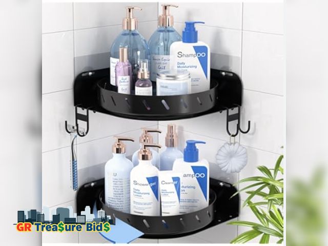 Lot 111-17858 - Shower Corner Caddy Rotating Shelf - Tension Suction Cup Wedge Mount - Shower &amp; Bathroom Storage...