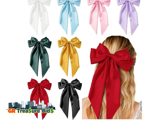 Lot 111-86348 - New Hair Bows for Women Girls 8 PCS Hair Ribbon Bow Hair Clips with Long Tails Vintage Hair Accessor...