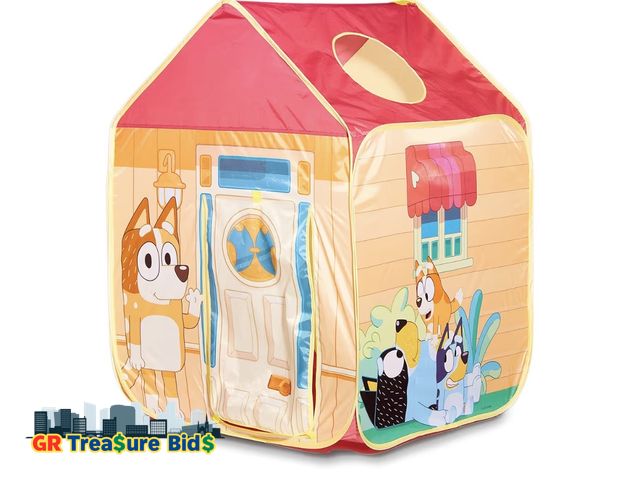 Lot 111-74677 - N Fun Bluey Pop-Up Tent, Multicolor Easy Storage Pop Up Play Tent with Roll-Up Door &amp; Peep Windo...