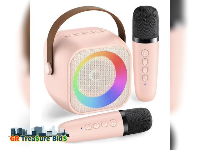 Lot 111-82772 - New Karaoke Machine for Kids Adults, Mini Portable Bluetooth Karaoke Speaker with 2 Wireless Microph...