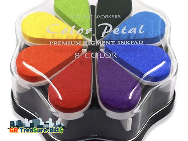 Lot 111-4672 - New lot of 3 | 8 Colors Petal Shape Craft Ink Pad Stamps Partner DIY Color, Finger Ink Stamp Pads fo...