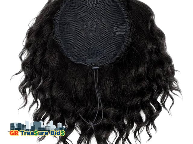 Lot 111-85536 - Curly Ponytail Extension 8 Inch red brown Adjustable Drawstring Fake Ponytail with Breathable Net Na...