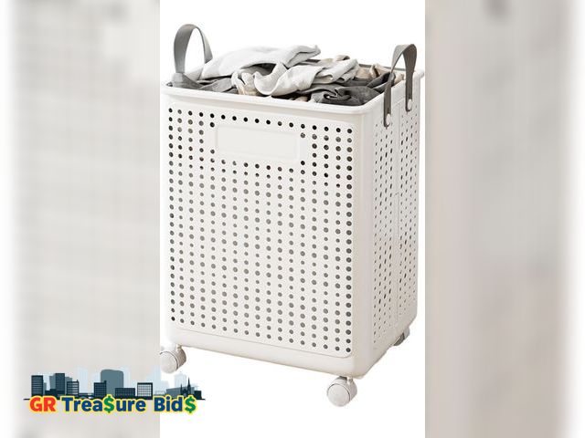 Lot 111-52490 - WESAPPINC Collapsible Extral Large Laundry Hamper, Plastic Laundry Basket with Wheels,Suitable for B...