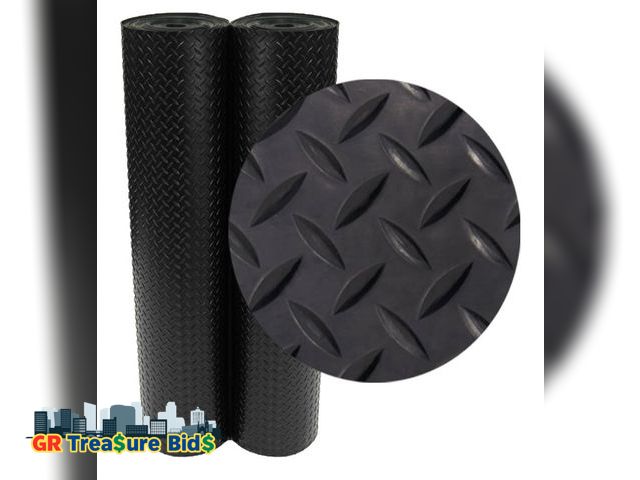 Lot 111-765564 - Rubber-Cal Diamond-Plate Rubber Flooring Rolls - 3 mm x 4 ft x 2 ft Rolls - Black