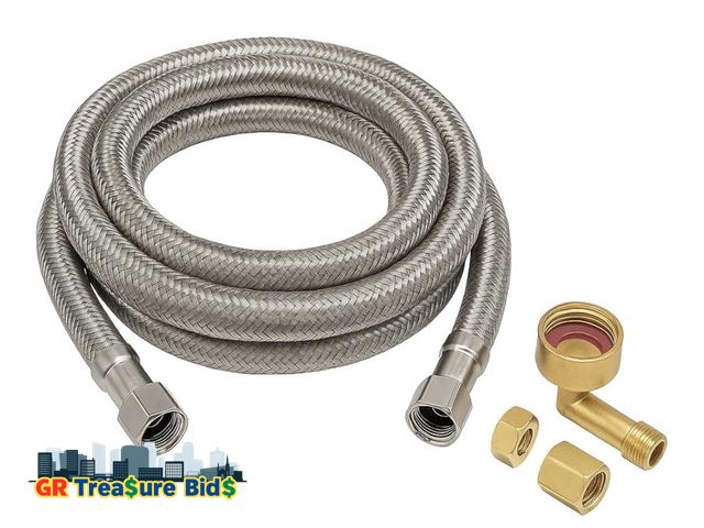 Lot 111-52203 - New Dishwasher Installation Kit - 5 Feet Long Dishwasher Hose and 4 Appliance Adaptors - 3/8 x 3/8 i...