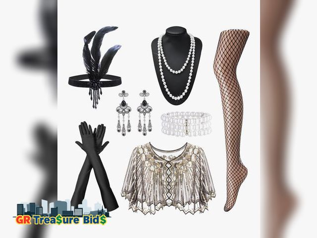 Lot 111-95918 - New 1920s Flapper Accessories Set Flapper Headpiece Gatsby Accessories for Women Flapper Headband Pe...