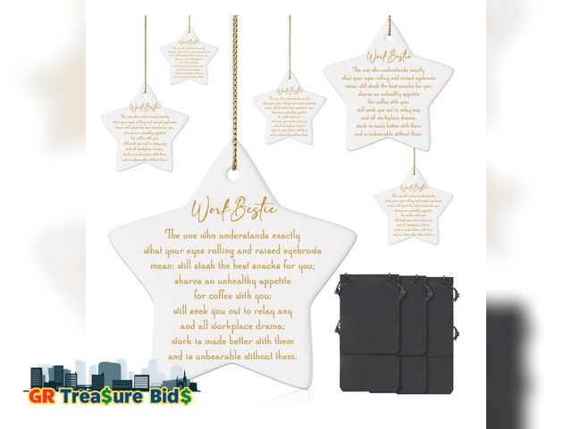 Lot 111-98078 - Sieral 6 Pieces Christmas Work Bestie Gifts for Coworkers Christmas Tree Ceramic Hanging Ornaments w...