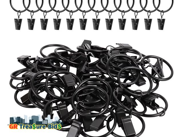 Lot 111-77262 - New Curtain Rings with Clips, 42 Pack Metal Drapery Rings with Clips Hooks Hangers for Hanging Drape...