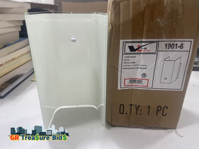 Lot 111-88115 - 1 Light Bath, White, White Glass, 4.5”W X 7.5”H X 4.5”E, MEDIUM BASE:ONE 75W MAX