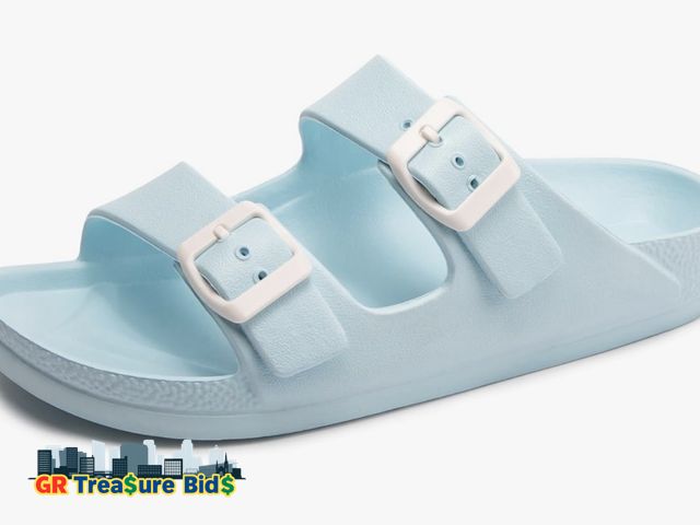 Lot 111-66892 - New Women's Comfort Slides Double Buckle Adjustable Plastics Flat Sandals size 9-10