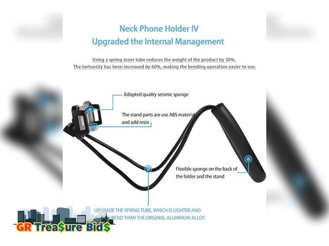 Lot 111-52447 - Lazy Neck Phone Holder,Cell Phone Stand for Bed Around Neck,Hand Free Flexible Tablet Holder for Bed...