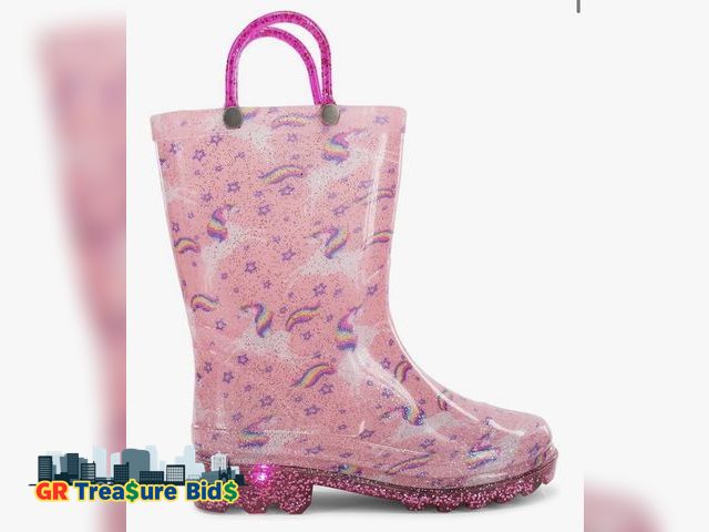 Lot 111-63830 - New Western Chief Kids Waterproof Light Up Rain Boots With Handles for Easy On and Off for Boys and ...