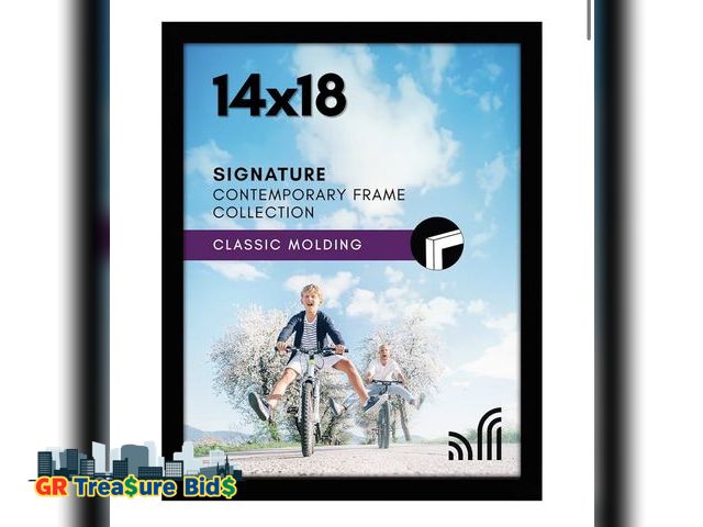 Lot 111-61414 - Americanflat 14x18 Picture Frame with Polished Plexiglass - Gallery Style Frame with Engineered Wood...