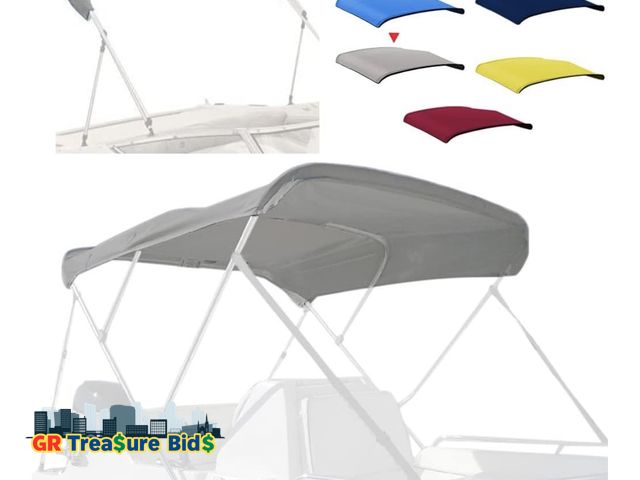 Lot 111-35370 - 3 Bow Fade and Crack Resistant Bimini Top Replacement Cover, 600D Marine Grade Waterproof Sun Shade ...