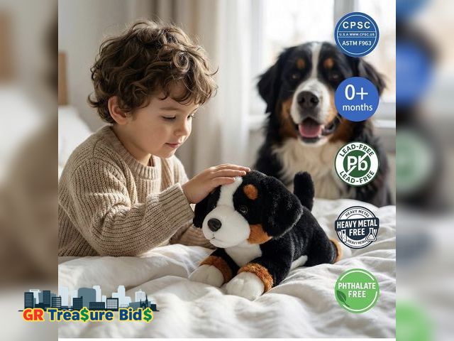 Lot 111-55011 - 1 New Dog Stuffed Animal Bernese Mountain 12″ Plush Toy Soft Plush Puppy Realistic Dog Cute Dog Plus...