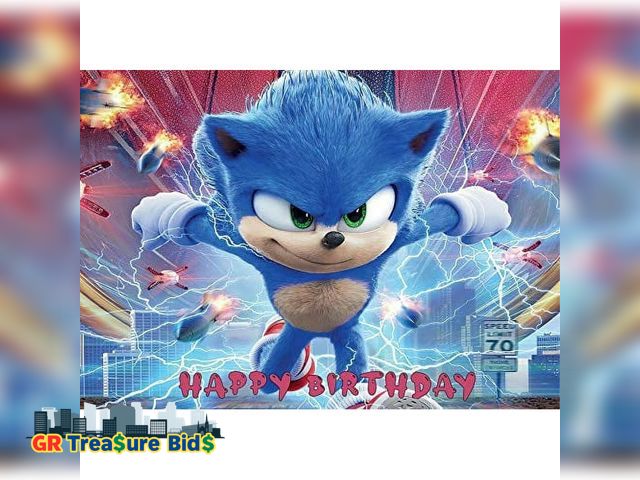 Lot 111-68062 - New Birthday Backdrop for Party (Backdrop-1, 4 6 FT) sonic the hedgehog