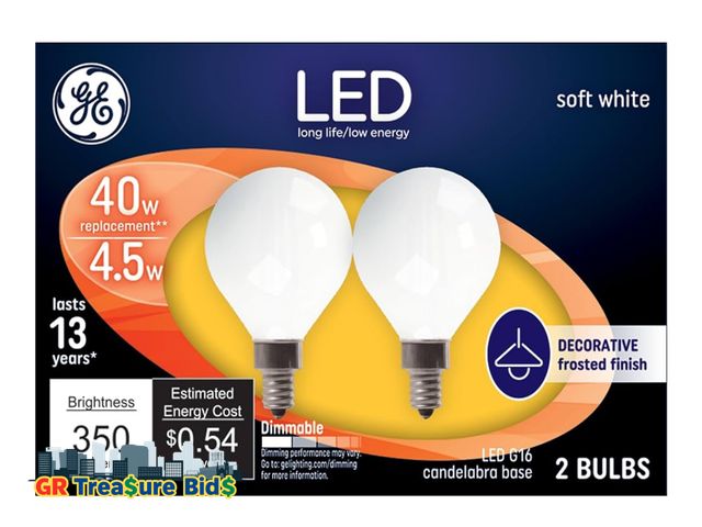 Lot 111-78257 - G E LIGHTING 25046 4.5W LED G16 Bulb (2 Pack)