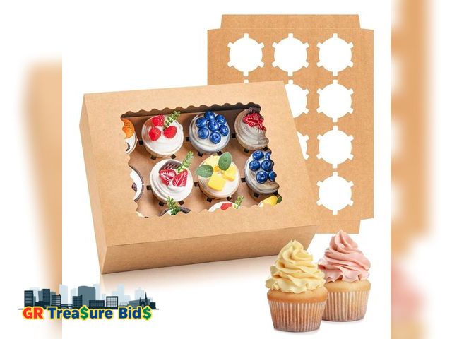 Lot 111-17497 - Hoewina 6PCS Cupcake Boxes - Hold 12 Count Cupcake Containers with Window, Food Grade Cupcake Holder...