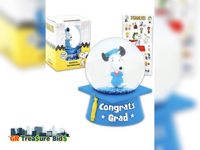 Lot 111-51947 - New Peanuts Musical Water Globe for Graduation Set - Bundle with Snoopy Musical Snow Globe for Kinde...