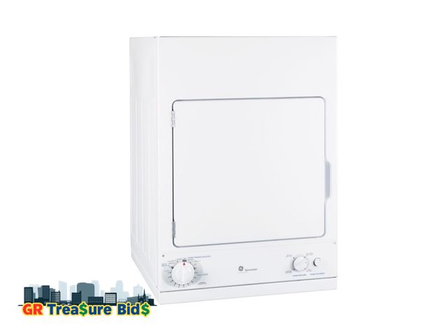 Lot 111-53242 - GE SPACEMAKER® 240V 3.6 CU. FT. CAPACITY STATIONARY ELECTRIC DRYER
Model : DSKS433EB7WW
Serial : DA5...