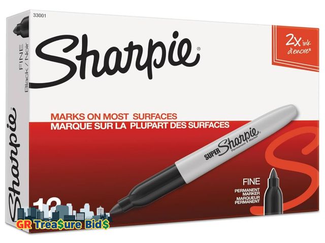 Lot 111-71394 - Sharpie 33001 Super Permanent Markers Fine Point Black Dozen