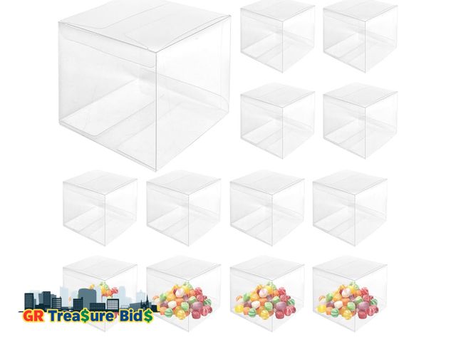 Lot 111-24919 - New 30 Pack PET Crystal Clear Boxes Transparent Boxes, 4 x 4 x 4 inch Clear Favor Boxes Gift Boxes C...