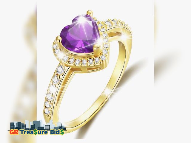 Lot 111-6772 - New $137 Apsvo 18K White Gold Plated Rings for Women S925 Sterling Silver CZ February Birthstone Rin...