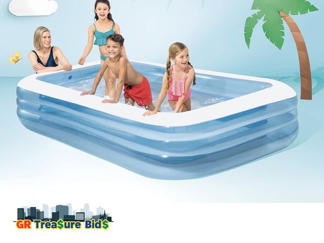 Lot 111-51402 - New INTEX 58484EP Swim Center Inflatable Family Pool: 277 Gallon Capacity – 120" x 72" x 22" – Blue