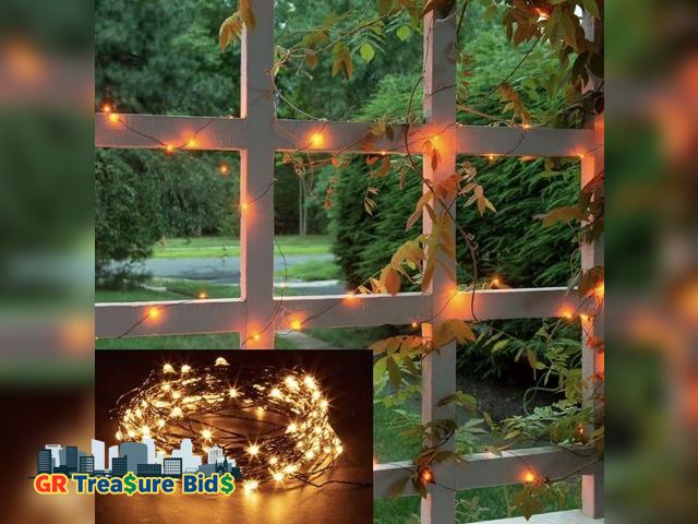 Lot 111-93271 - New Halloween Orange Fairy Holiday String Lights, 33 ft/10 m - 300 LED Orange Summer Twinkle Firefly...