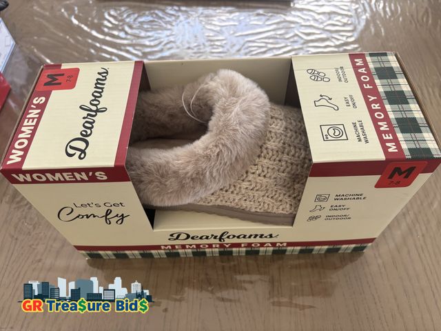 Lot 111-1804 - 1 New Dearfoams Women's Memory Foam Cozy Soft House Slippers Gifts for Women Hannah Knit Clog House ...