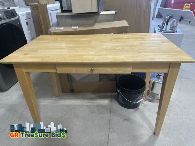 Lot 111-73026 - Solid Wood Desk with Drawer, Small Computer Desk for Small Spaces, Gaming Study Home Office Desks fo...
