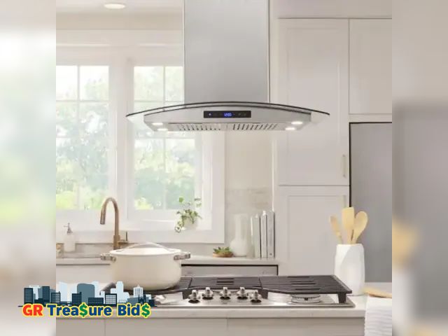 Lot 111-39892 - NEW Vissani Avellino 30 in. 500CFM Convertible Glass Kitchen Island Range Hood in Stainless Steel wi...