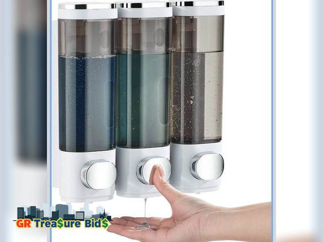 Lot 111-52431 - New Shampoo and Conditioner Dispenser, Pollock Shower Soap Dispenser 3 Chamber No Drill, Wall Mounte...